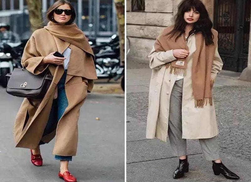 Frauen, die im Winter Wollschals tragen
